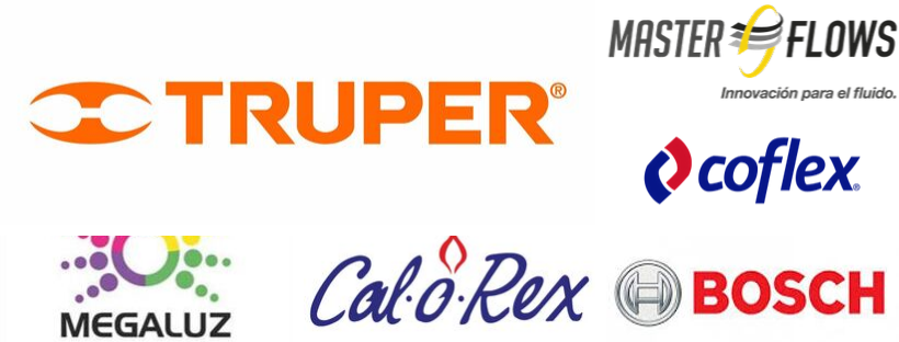 Marcas: Truper, Master Flows, Coflex, Megaluz, Calorex, Bosch